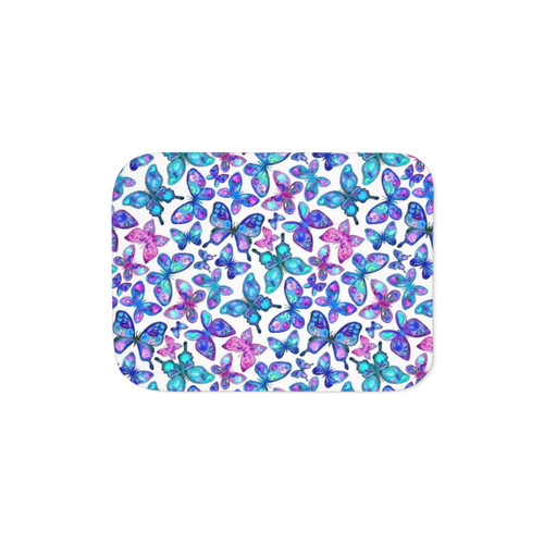 Soft Watercolor Butterfly Patterned Sherpa Blanket