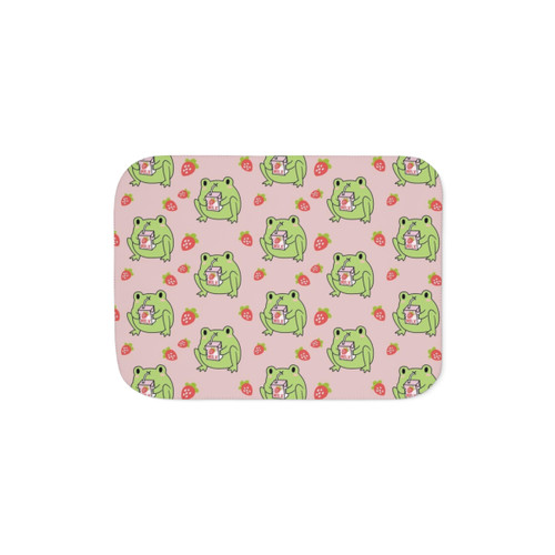 Cute Strawberry Milk Frog Sherpa Blanket