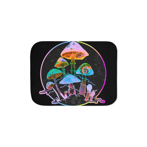 Colorful Sherpa Blanket with Garden of Shrooms 2020 Design