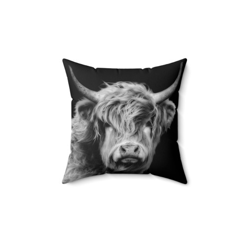 Highland Cow Pillow in Black and White