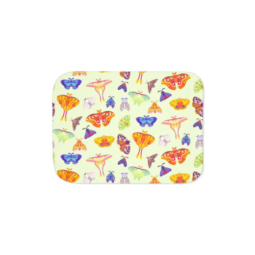 Pastel Sherpa Blanket with Moth Design