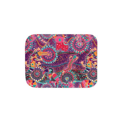 Colorful Australian Sherpa Blanket with Aboriginal Dreamtime Motifs