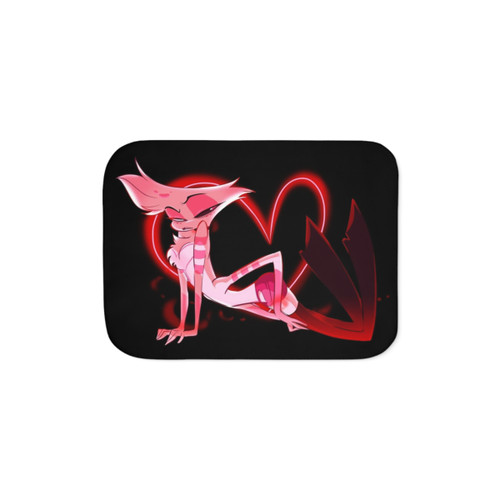 Cute Cartoon Sherpa Blanket with addict w/ heart Design