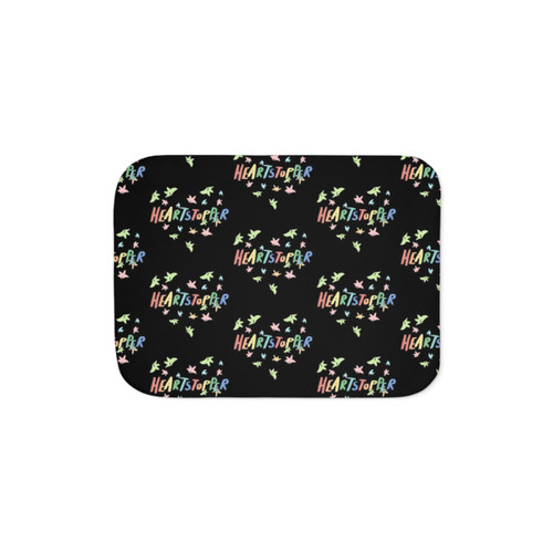 Heartstopper Sherpa Blanket with Black Leaves Design