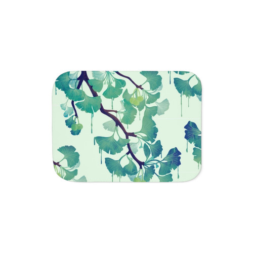 Ginkgo Leaf Sherpa Blanket in Green