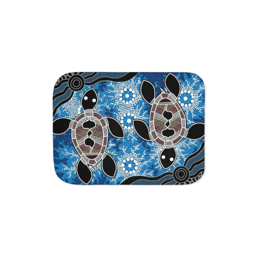 Authentic Aboriginal Art Sea Turtles Sherpa Blanket