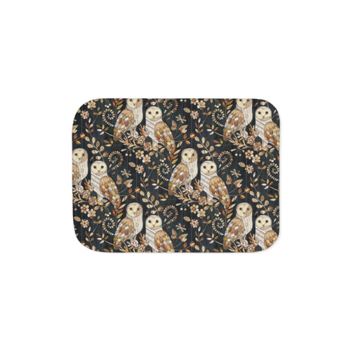 Wooden Owl Collage Sherpa Blanket