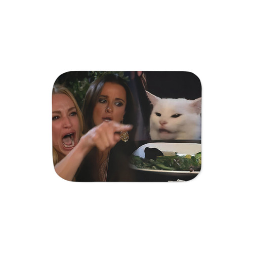 Woman Yelling at Cat Sherpa Blanket