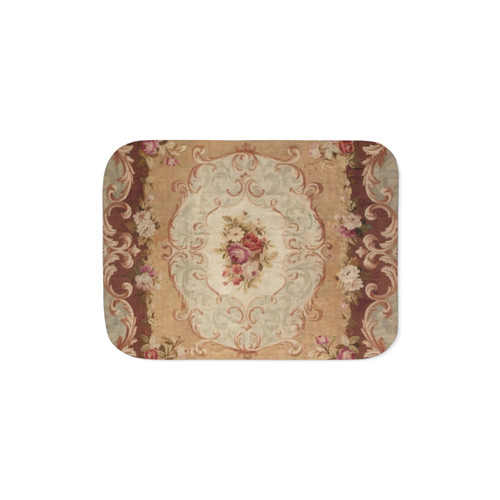 Antique French Aubusson Floral Sherpa Blanket