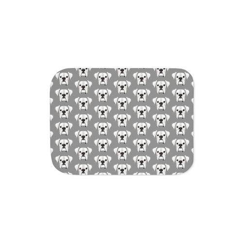 White Boxer Sherpa Dog Blanket