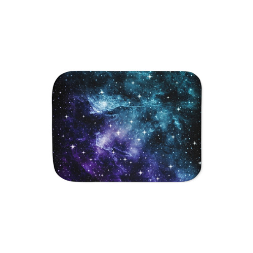 Teal Purple Galaxy Nebula Sherpa Blanket