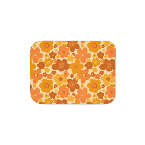 Retro Vintage Floral Pattern Sherpa Blanket