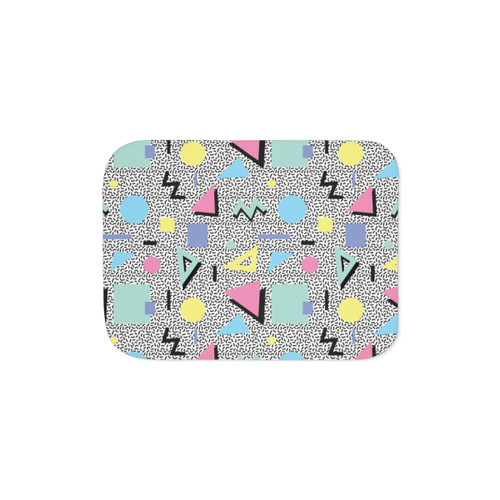 80s Retro Sherpa Blanket with Funky Memphis Pattern Design