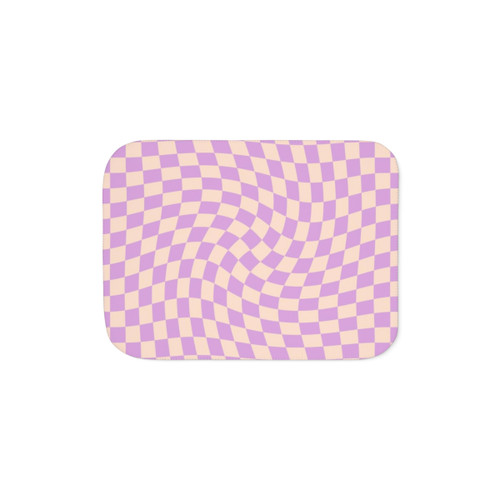Lilac Twist Sherpa Blanket with Checkered Pattern