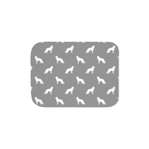 White German Shepherd Dog Silhouette Sherpa Blanket