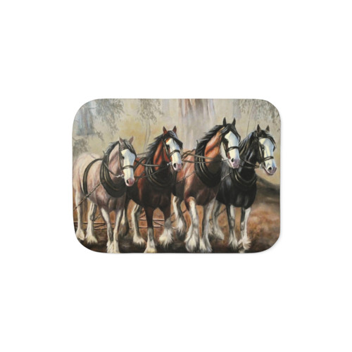 Clydesdale Horses Sherpa Blanket