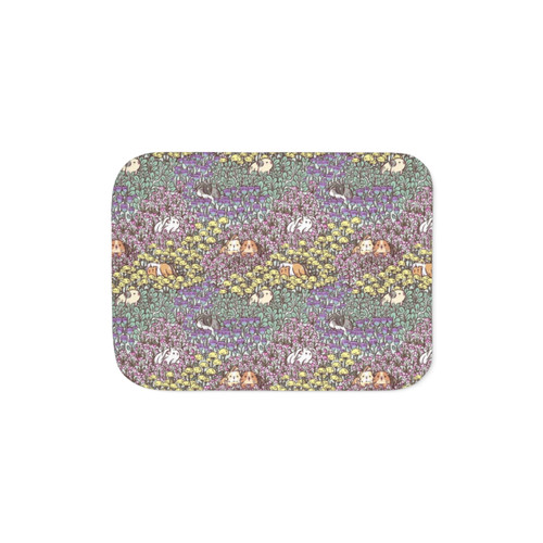 Long Haired Guinea Pig Floral Sherpa Blanket