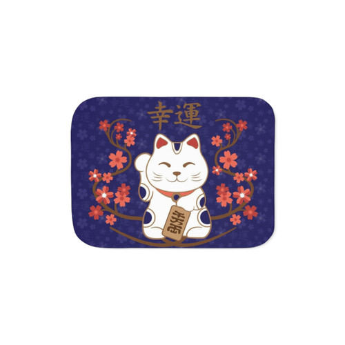Maneki-neko Lucky Cat Sherpa Blanket