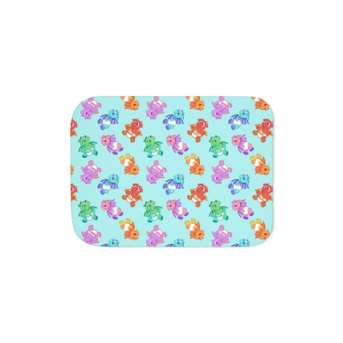 Lil Dragons Cyan Sherpa Blanket