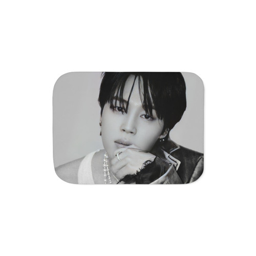 Jimin Monochrome Sherpa Blanket - Cozy BTS Fan Merchandise