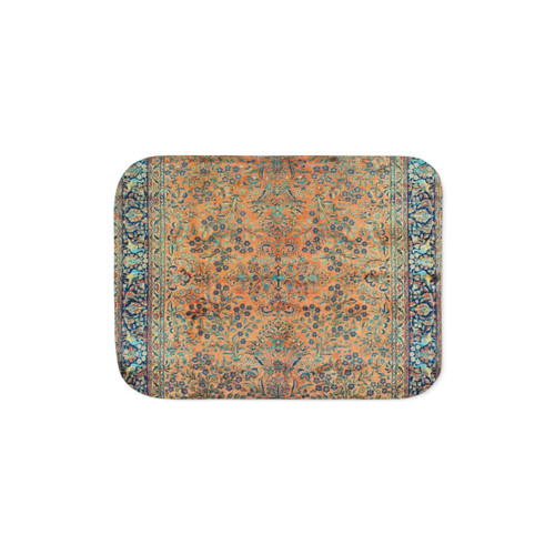 Manchester Kashan Floral Persian Carpet Print Sherpa Blanket