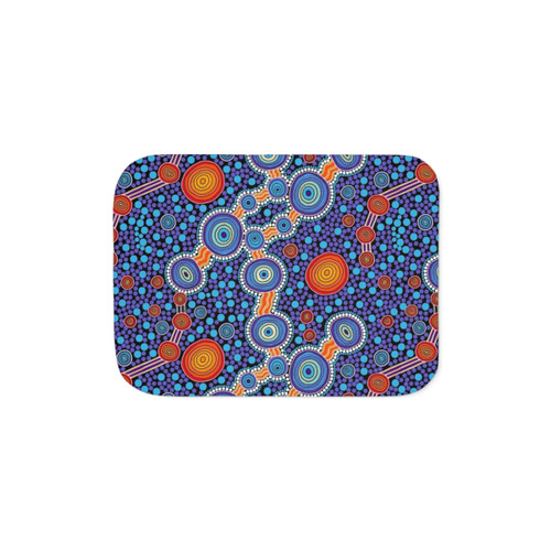 Authentic Aboriginal Art Sherpa Blanket - The Journey Blue