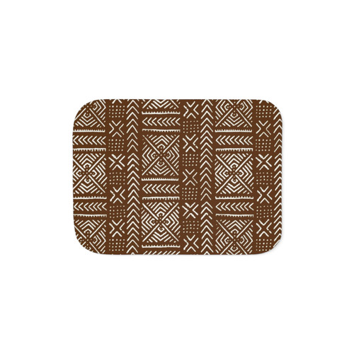 Brown Sherpa Blanket with Mud Cloth Design