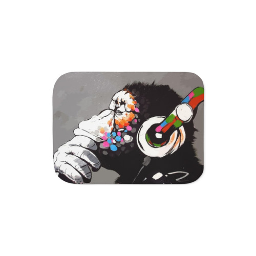 Banksy DJ Monkey Sherpa Blanket