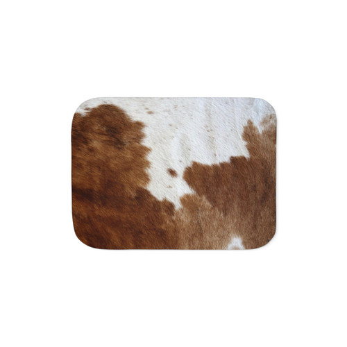 Cow Hide Sherpa Blanket - Decorative Faux Fur Throw