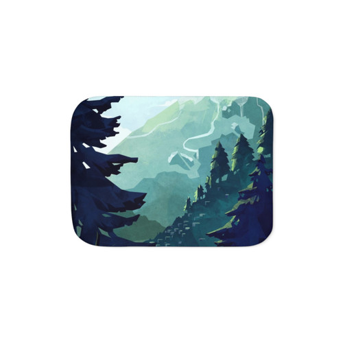 Canadian Sherpa Blanket with Mountain Landscape Design