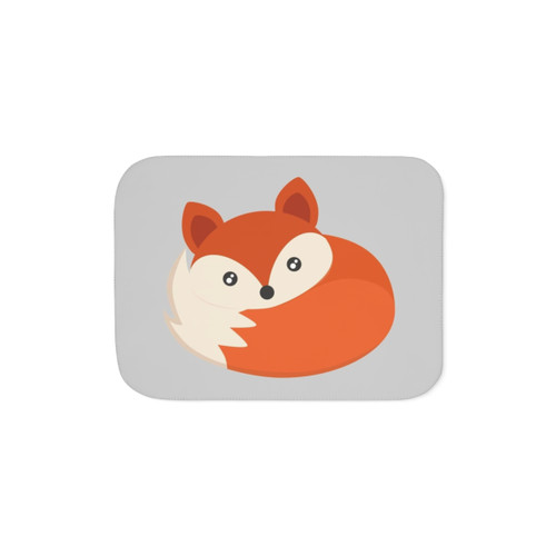 Cozy Sherpa Blanket with Sleeping Red Fox Design