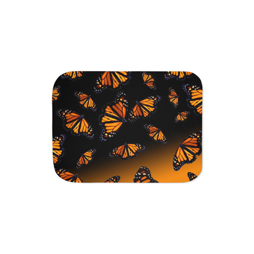 Orange Monarch Butterflies Sherpa Blanket