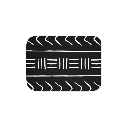 Black Mudcloth Sherpa Blanket