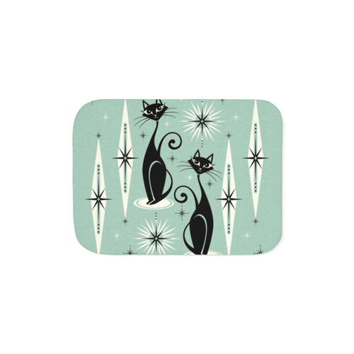 Retro Atomic Cats Sherpa Blanket