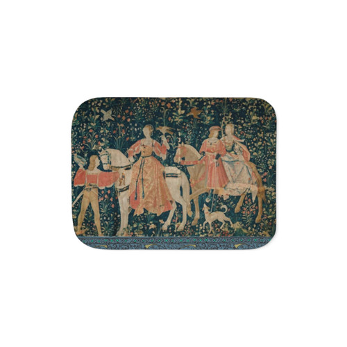 Medieval Tapestry Sherpa Blanket featuring the Hawk Hunt design