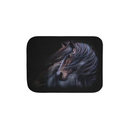 Black horse design Sherpa blanket