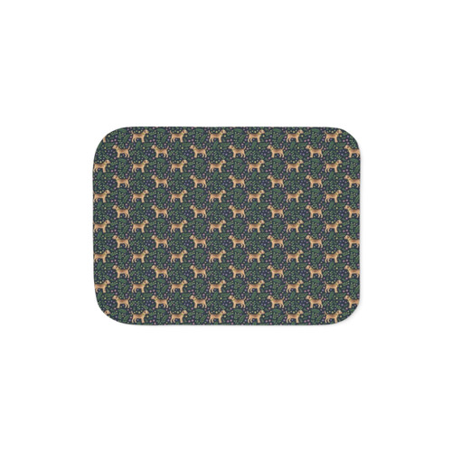 Border Terrier Sherpa Blanket with Floral Pattern