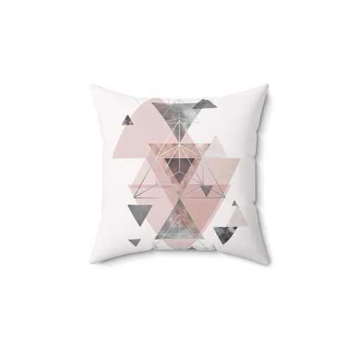 Abstract Geometric Pillow in Blush Pink and Grey