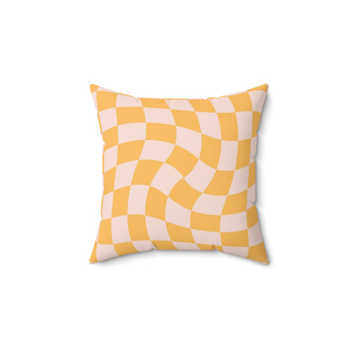 Retro Yellow Checkered Pillow