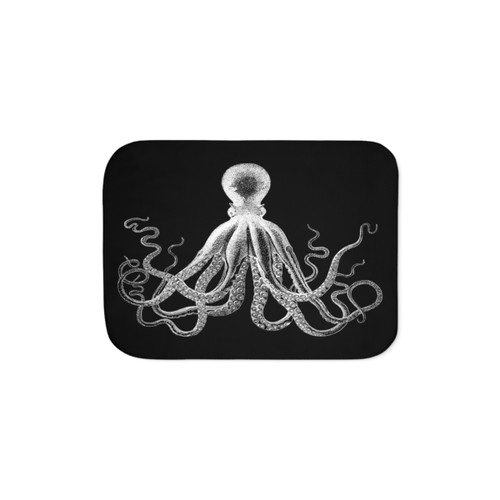 Octopus Sherpa Blanket with Vintage Sea Creature Design