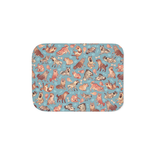 Hyenas in Cerulean Sherpa Blanket