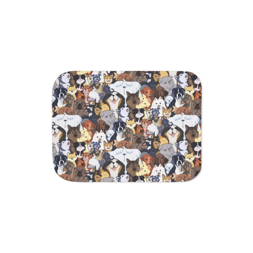 Cozy Pupper Party Sherpa Blanket with Cute Dog Breeds