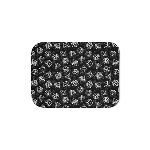 D20 Dice Pattern White Sherpa Blanket