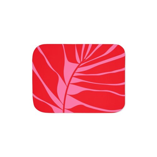 Pink and Red Leaf Sherpa Blanket