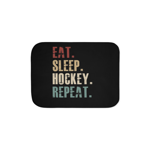 Eat Sleep Hockey Repeat Sherpa Blanket for Hockey Fans
