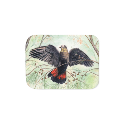 Glossy Black Cockatoo Sherpa Blanket