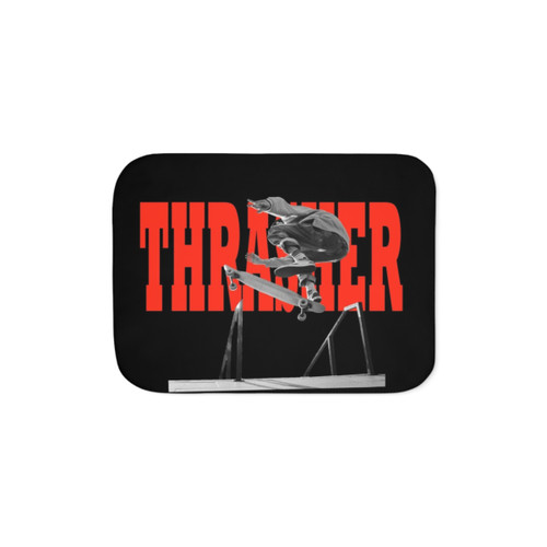 THRASHER Sherpa Blanket with Retro Skate Design