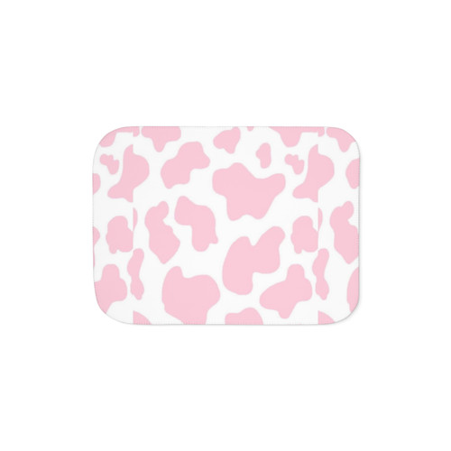 Pastel Pink Cow Print Sherpa Blanket