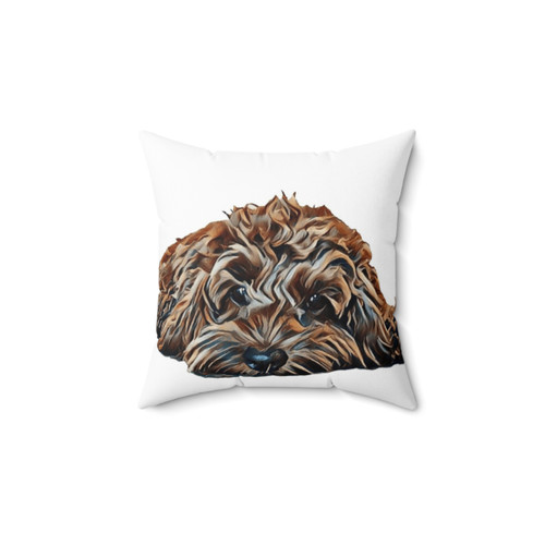 Chocolate/Brown Cockapoo Puppy on White Background Throw Pillow