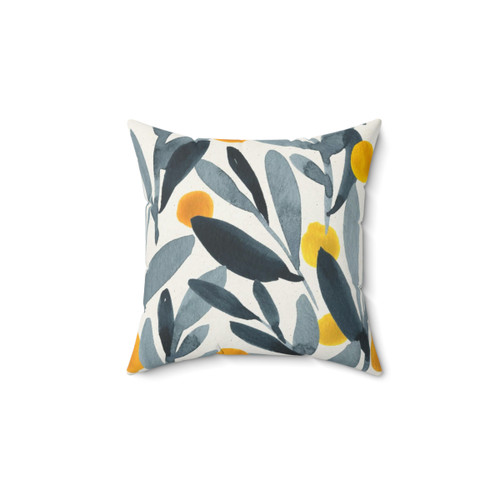 Indigo and Mustard Botanical Throw Pillow